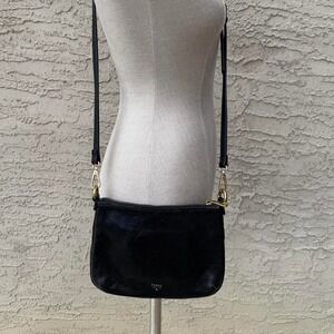 BLACK FOSSIL LEATHER CROSS BODY PURSE